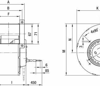 G2E133-DN77-01 — Ventilateur centrifuge pales incurvées vers l'avant (ouïe simple) ebm-papst, Ø133 mm, technologie AC monophasé — ebm-papst