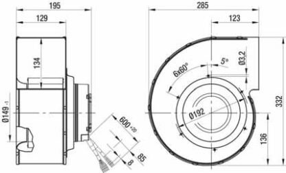 G3G180-AD43-71 — Ventilateur centrifuge pales incurvées vers l'avant (ouïe simple) ebm-papst, Ø180 mm, technologie EC (GreenTech) — ebm-papst