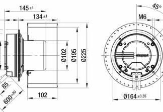 G3G225-AL36-81 — Ventilateur centrifuge pales incurvées vers l'avant (ouïe simple) ebm-papst, Ø225 mm, technologie EC (GreenTech) — ebm-papst