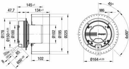 G3G225-AL36-81 — Ventilateur centrifuge pales incurvées vers l'avant (ouïe simple) ebm-papst, Ø225 mm, technologie EC (GreenTech) — ebm-papst