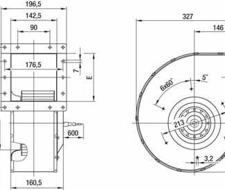 G4D200-BL12-01 — Ventilateur centrifuge pales incurvées vers l'avant (ouïe simple) ebm-papst, Ø200 mm, technologie AC triphasé — ebm-papst