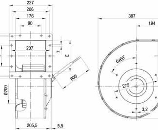 G4D250-EC10-03 — Ventilateur centrifuge pales incurvées vers l'avant (ouïe simple) ebm-papst, Ø250 mm, technologie AC triphasé — ebm-papst