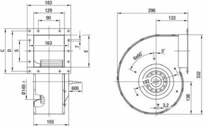 G4E180-FS11-01 — Ventilateur centrifuge pales incurvées vers l'avant (ouïe simple) ebm-papst, Ø180 mm, technologie AC monophasé — ebm-papst