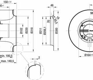 K3G310-AI39-72 — Moto-turbine centrifuge double ouïe ebm-papst, Ø310 mm, technologie EC (GreenTech) — ebm-papst
