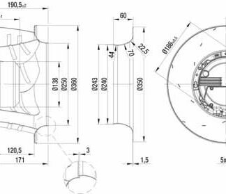 K3G355-AI62-06 — Moto-turbine centrifuge double ouïe ebm-papst, Ø355 mm, technologie EC (GreenTech) — ebm-papst
