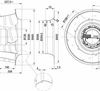 K3G450-AG33-12 — Moto-turbine centrifuge double ouïe ebm-papst, Ø450 mm, technologie EC (GreenTech) — ebm-papst
