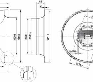 K3G560-AH07-13 — Moto-turbine centrifuge double ouïe ebm-papst, Ø560 mm, technologie EC (GreenTech) — ebm-papst