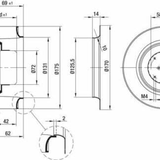 R1G175-AB41-02 — Ventilateur centrifuge pales incurvées vers l'arrière ebm-papst, Ø175 mm, technologie EC (GreenTech) — ebm-papst