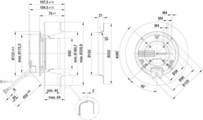 R3G220-AE70-01 — Ventilateur centrifuge pales incurvées vers l'arrière ebm-papst, Ø220 mm, technologie EC (GreenTech) — ebm-papst