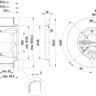 R3G225-AH71-01 — Ventilateur centrifuge pales incurvées vers l'arrière ebm-papst, Ø225 mm, technologie EC (GreenTech) — ebm-papst