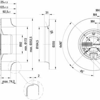 R3G250-AL75-01 — Ventilateur centrifuge pales incurvées vers l'arrière ebm-papst, Ø250 mm, technologie EC (GreenTech) — ebm-papst