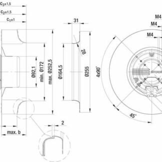 R3G250-AM50-01 — Ventilateur centrifuge pales incurvées vers l'arrière ebm-papst, Ø250 mm, technologie EC (GreenTech) — ebm-papst