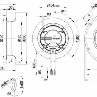 R3G250-AQ28-71 — Ventilateur centrifuge pales incurvées vers l'arrière ebm-papst, Ø250 mm, technologie EC (GreenTech) — ebm-papst
