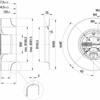 R3G280-AA75-01 — Ventilateur centrifuge pales incurvées vers l'arrière ebm-papst, Ø280 mm, technologie EC (GreenTech) — ebm-papst