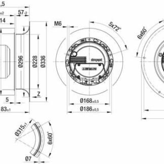 R3G280-AN32-01 — Ventilateur centrifuge pales incurvées vers l'arrière ebm-papst, Ø280 mm, technologie EC (GreenTech) — ebm-papst
