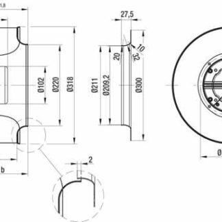 R3G310-AJ23-81 — Ventilateur centrifuge pales incurvées vers l'arrière ebm-papst, Ø310 mm, technologie EC (GreenTech) — ebm-papst