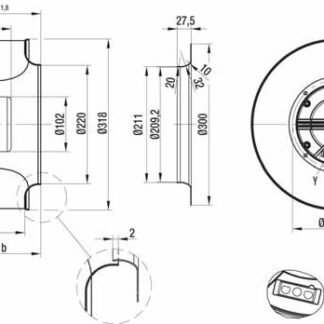 R3G310-AL28-61 — Ventilateur centrifuge pales incurvées vers l'arrière ebm-papst, Ø310 mm, technologie EC (GreenTech) — ebm-papst