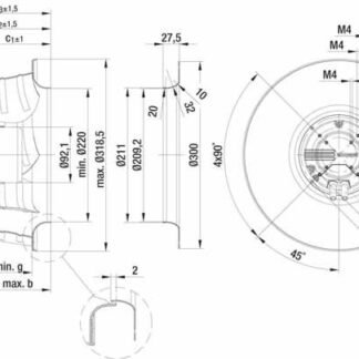 R3G310-AO52-01 — Ventilateur centrifuge pales incurvées vers l'arrière ebm-papst, Ø310 mm, technologie EC (GreenTech) — ebm-papst