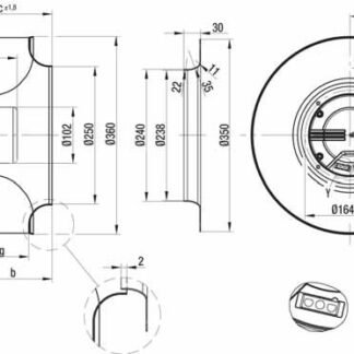 R3G355-AM14-61 — Ventilateur centrifuge pales incurvées vers l'arrière ebm-papst, Ø355 mm, technologie EC (GreenTech) — ebm-papst