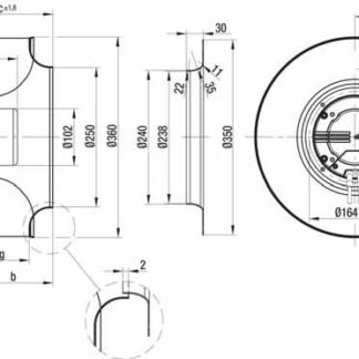 R3G355-AM29-71 — Ventilateur centrifuge pales incurvées vers l'arrière ebm-papst, Ø355 mm, technologie EC (GreenTech) — ebm-papst