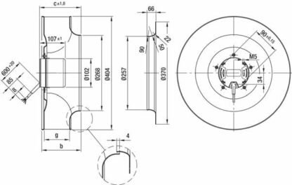 R3G400-AC13-30 — Ventilateur centrifuge pales incurvées vers l'arrière ebm-papst, Ø400 mm, technologie EC (GreenTech) — ebm-papst