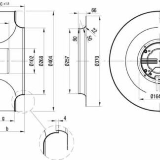 R3G400-AC32-71 — Ventilateur centrifuge pales incurvées vers l'arrière ebm-papst, Ø400 mm, technologie EC (GreenTech) — ebm-papst