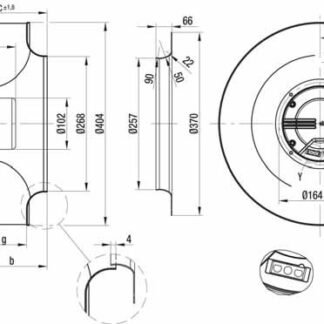 R3G400-AD27-61 — Ventilateur centrifuge pales incurvées vers l'arrière ebm-papst, Ø400 mm, technologie EC (GreenTech) — ebm-papst