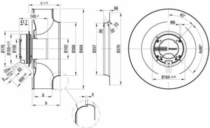 R3G400-AD42-81 — Ventilateur centrifuge pales incurvées vers l'arrière ebm-papst, Ø400 mm, technologie EC (GreenTech) — ebm-papst