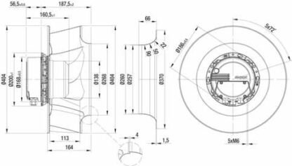 R3G400-AM55-01 — Ventilateur centrifuge pales incurvées vers l'arrière ebm-papst, Ø400 mm, technologie EC (GreenTech) — ebm-papst