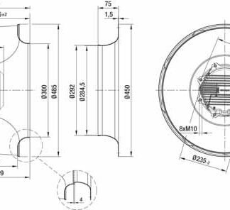 R3G450-AT14-13 — Ventilateur centrifuge pales incurvées vers l'arrière ebm-papst, Ø450 mm, technologie EC (GreenTech) — ebm-papst