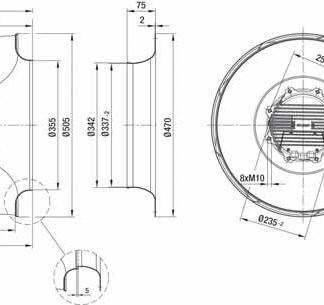 R3G500-AG10-13 — Ventilateur centrifuge pales incurvées vers l'arrière ebm-papst, Ø500 mm, technologie EC (GreenTech) — ebm-papst
