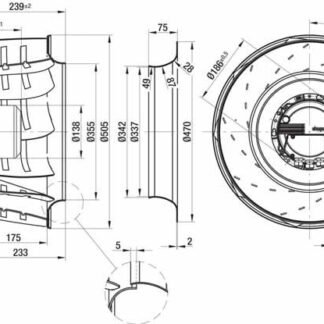 R3G500-AG32-11 — Ventilateur centrifuge pales incurvées vers l'arrière ebm-papst, Ø500 mm, technologie EC (GreenTech) — ebm-papst