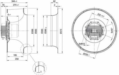 R3G560-AG11-13 — Ventilateur centrifuge pales incurvées vers l'arrière ebm-papst, Ø560 mm, technologie EC (GreenTech) — ebm-papst
