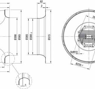 R3G560-AH07-13 — Ventilateur centrifuge pales incurvées vers l'arrière ebm-papst, Ø560 mm, technologie EC (GreenTech) — ebm-papst