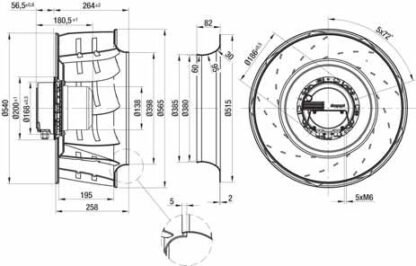R3G560-AK32-11 — Ventilateur centrifuge pales incurvées vers l'arrière ebm-papst, Ø560 mm, technologie EC (GreenTech) — ebm-papst