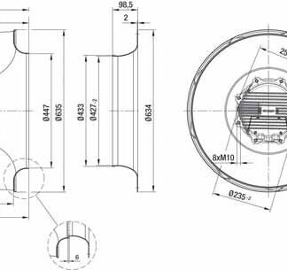 R3G630-AB06-03 — Ventilateur centrifuge pales incurvées vers l'arrière ebm-papst, Ø630 mm, technologie EC (GreenTech) — ebm-papst