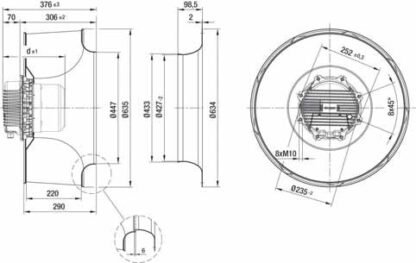 R3G630-AB06-03 — Ventilateur centrifuge pales incurvées vers l'arrière ebm-papst, Ø630 mm, technologie EC (GreenTech) — ebm-papst