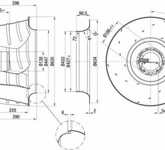 R3G630-AF36-01 — Ventilateur centrifuge pales incurvées vers l'arrière ebm-papst, Ø630 mm, technologie EC (GreenTech) — ebm-papst