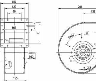 R4D180-AF20-05 — Ventilateur centrifuge pales incurvées vers l'arrière ebm-papst, Ø180 mm, technologie AC triphasé — ebm-papst