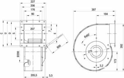 R4D250-AC10-03 — Ventilateur centrifuge pales incurvées vers l'arrière ebm-papst, Ø250 mm, technologie AC triphasé — ebm-papst