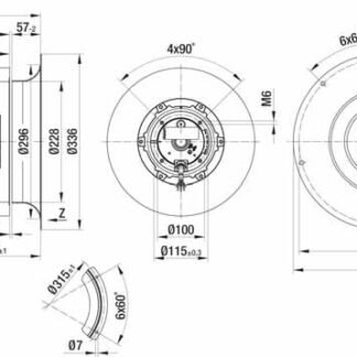 R4D280-CI03-01 — Ventilateur centrifuge pales incurvées vers l'arrière ebm-papst, Ø280 mm, technologie AC triphasé — ebm-papst