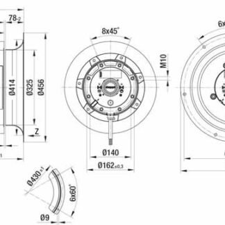 R4D400-CO01-01 — Ventilateur centrifuge pales incurvées vers l'arrière ebm-papst, Ø400 mm, technologie AC triphasé — ebm-papst