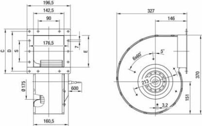 R4E200-AL03-05 — Ventilateur centrifuge pales incurvées vers l'arrière ebm-papst, Ø200 mm, technologie AC monophasé — ebm-papst