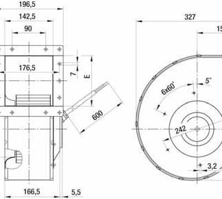 R4E225-BK05-03 — Ventilateur centrifuge pales incurvées vers l'arrière ebm-papst, Ø225 mm, technologie AC monophasé — ebm-papst