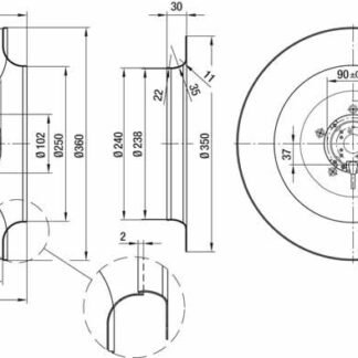R4E355-AK05-05 — Ventilateur centrifuge pales incurvées vers l'arrière ebm-papst, Ø355 mm, technologie AC monophasé — ebm-papst