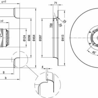 R4E450-AB09-06 — Ventilateur centrifuge pales incurvées vers l'arrière ebm-papst, Ø450 mm, technologie AC monophasé — ebm-papst