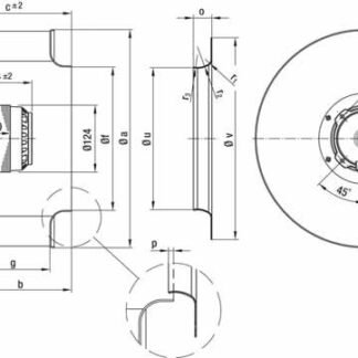 R6E450-AB06-06 — Ventilateur centrifuge pales incurvées vers l'arrière ebm-papst, Ø450 mm, technologie AC monophasé — ebm-papst