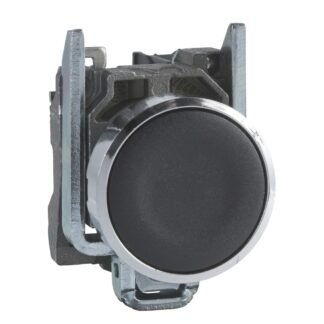 XB4BA215 — PB METAL BLACK FLUSH UNMARK PUSH — Schneider Electric