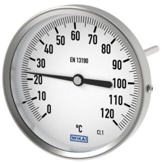 WIKA-N2-A52-05-010V-DIN-0-A-100 — Thermomètre bimétallique industriel WIKA A52, 0 à 0 à 100 °C, sortie 0-10 V, connecteur DIN